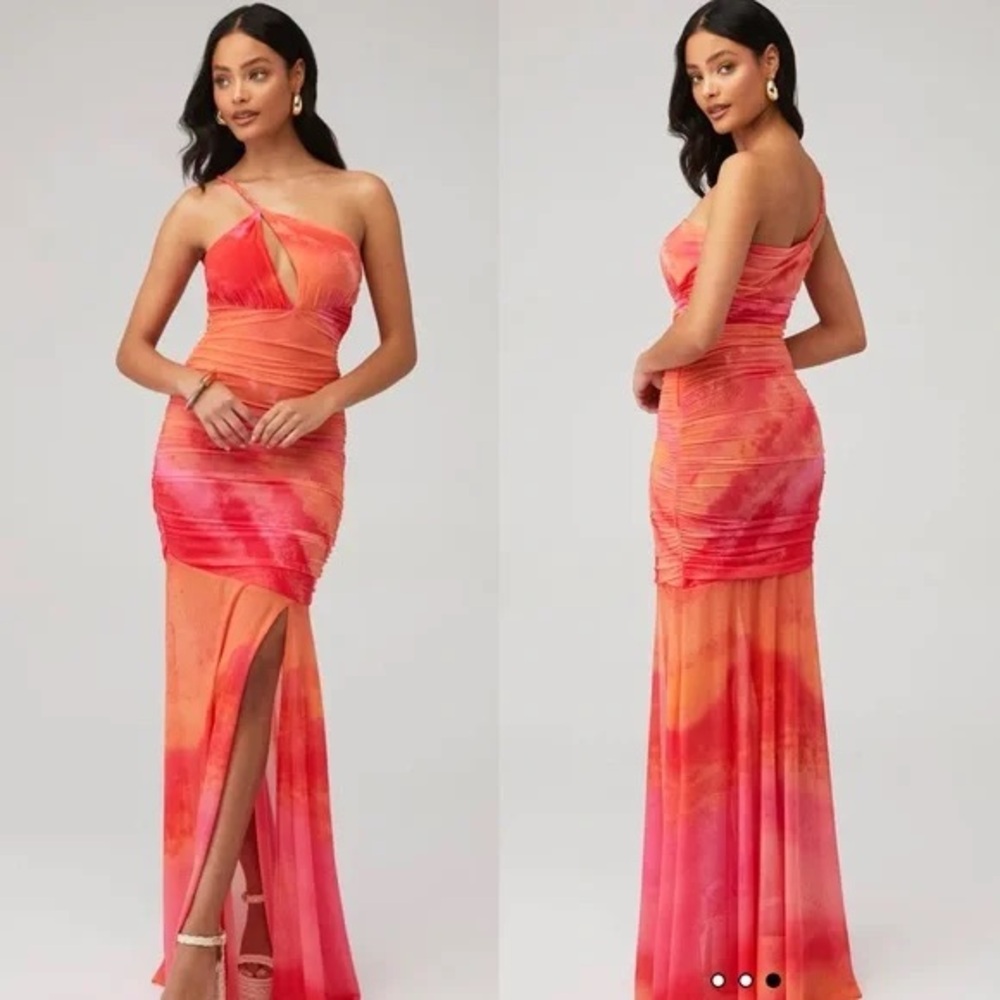 Rococo Sands cloud dress in pink and Orange one shoulder